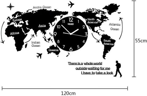 WOODEN WORLD MAP WITH CLOCK